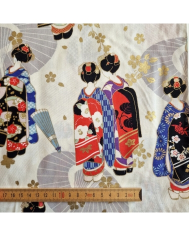 Tela japonesa "Maiko", la aprendiz de geisha en marfil.