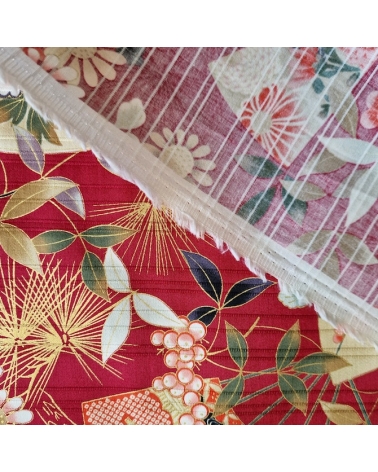 Tela japonesa en Satin de algodón "Sensu to matsu" en rojo