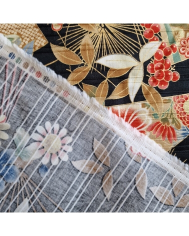 Japanese satin slub fabric "Sensu to matsu" in black