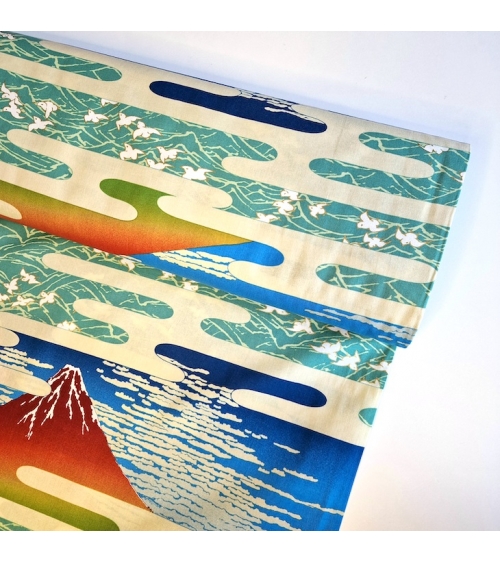 Tela japonesa Ukiyoe: Fujisan de Hokusai y chidori.