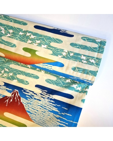 Tela japonesa Ukiyoe: Fujisan de Hokusai y chidori.