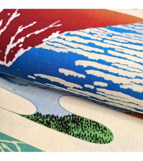 Tela japonesa Ukiyoe: Fujisan de Hokusai y chidori.