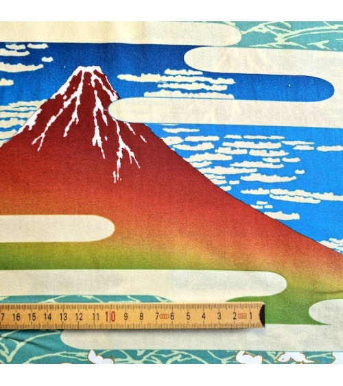 Tela japonesa Ukiyoe: Fujisan de Hokusai y chidori.