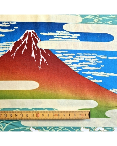 Tela japonesa Ukiyoe: Fujisan de Hokusai y chidori.