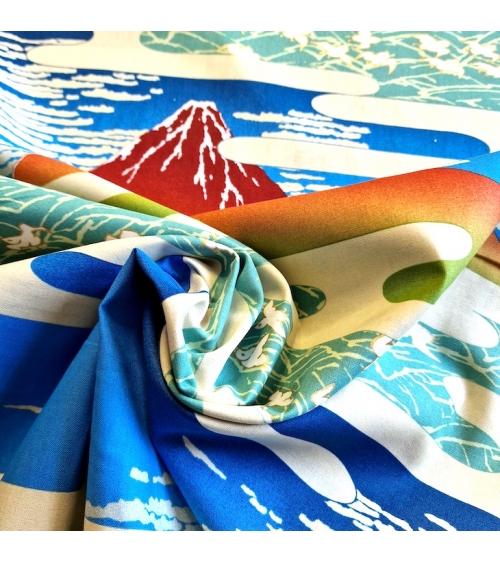 Tela japonesa Ukiyoe: Fujisan de Hokusai y chidori.