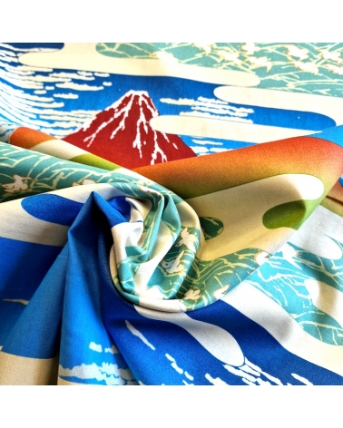 Tela japonesa Ukiyoe: Fujisan de Hokusai y chidori.