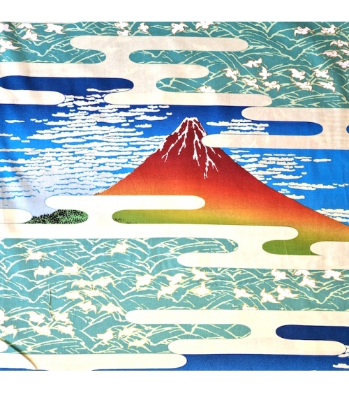 Tela japonesa Ukiyoe: Fujisan de Hokusai y chidori.