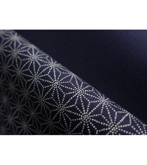 Tela japonesa. Asanoha sobre azul navy