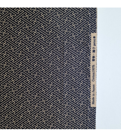 Japanese cotton fabric with 'Sayagata' pattern on black