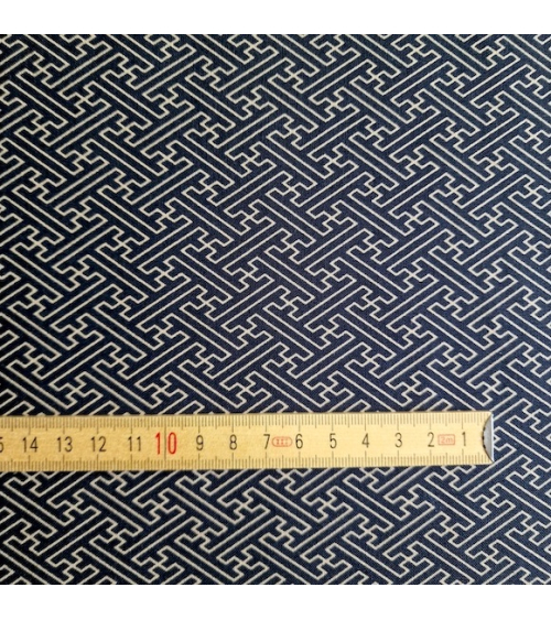 Japanese cotton fabric with 'Sayagata' pattern on black