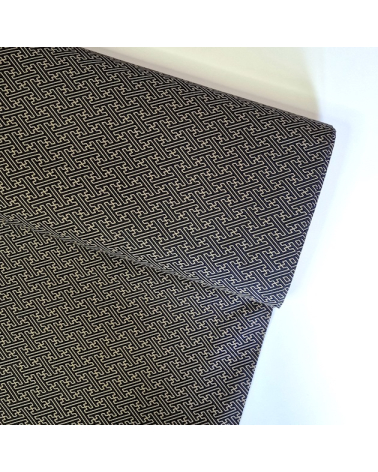 Japanese cotton fabric with 'Sayagata' pattern on black