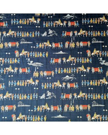 Japanese dobby fabric 'Samurai journey' in blue.